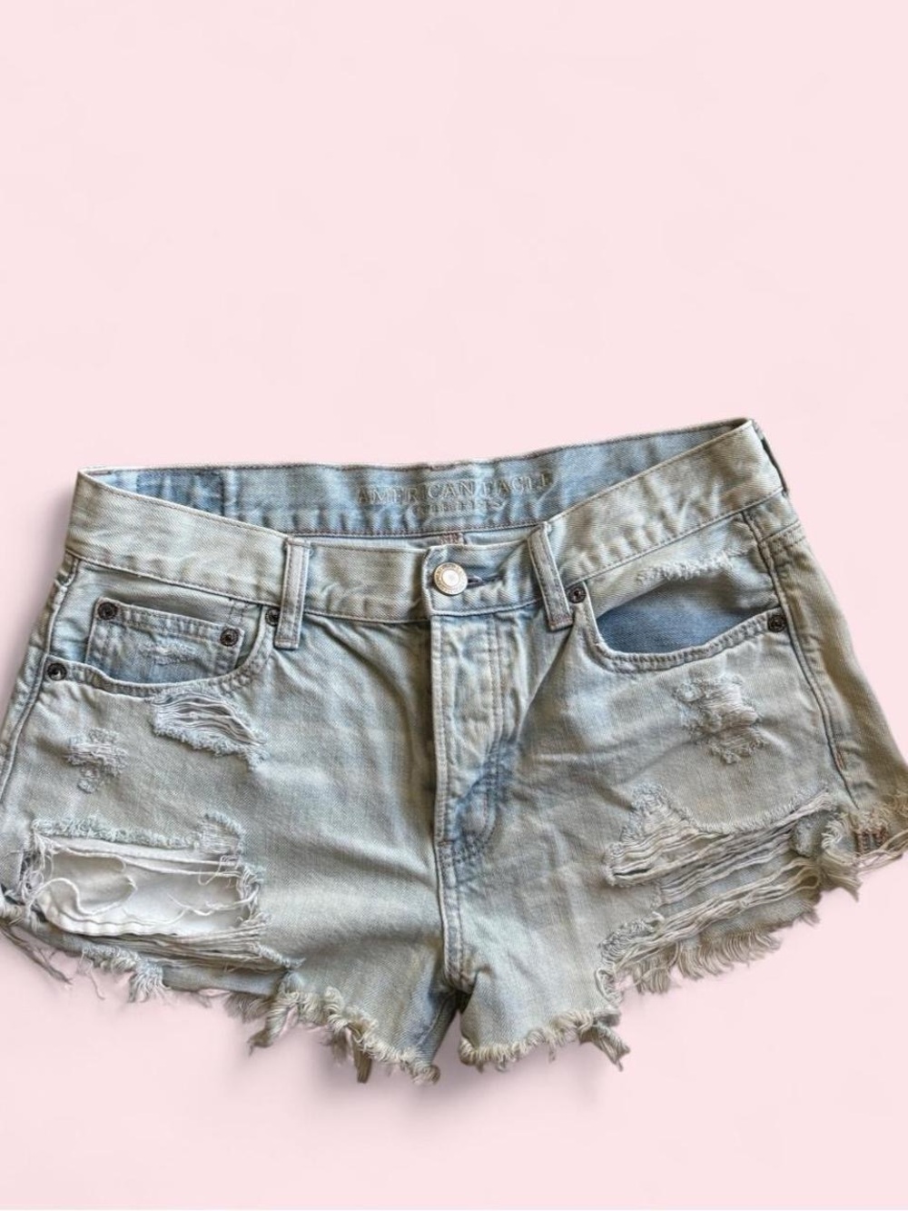 Light Blue Distressed Women's Denim Shorts